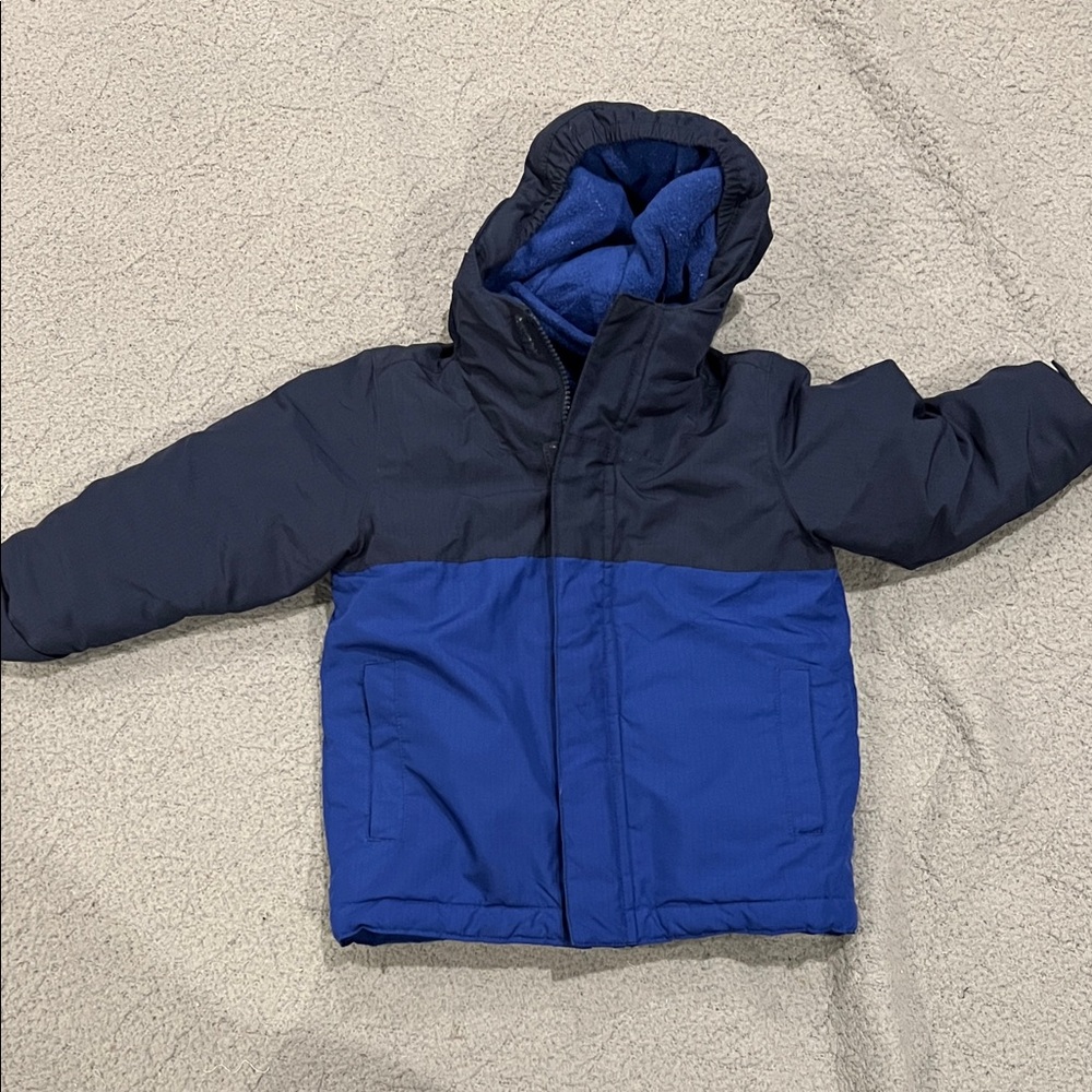 Blue and Black Hooded Jacket